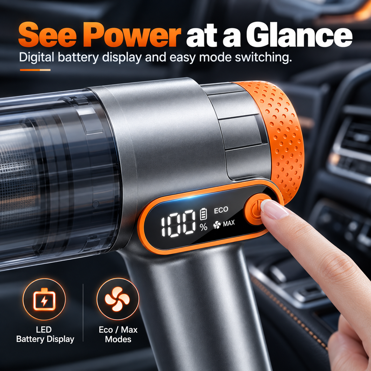 Digital battery display and mode control
