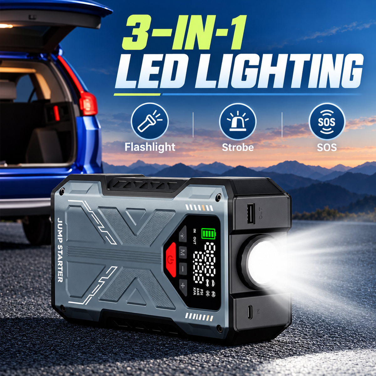 5-in-1 Jump Starter & Air Compressor