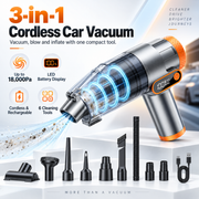 Cordless 3-in-1 car vacuum and accessory kit