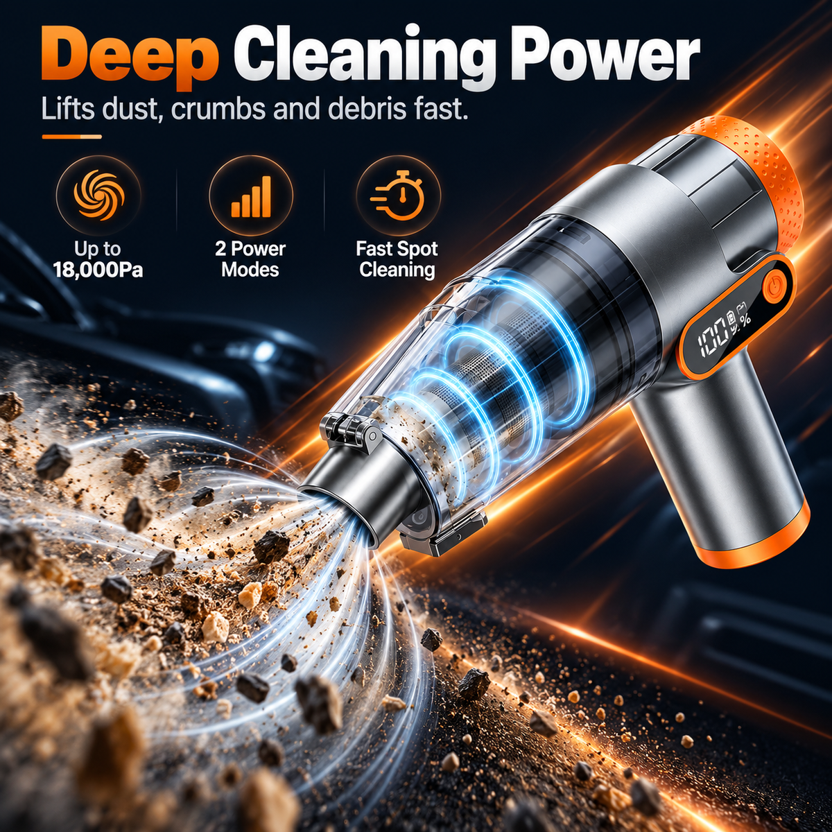 Cordless vacuum collecting dry debris