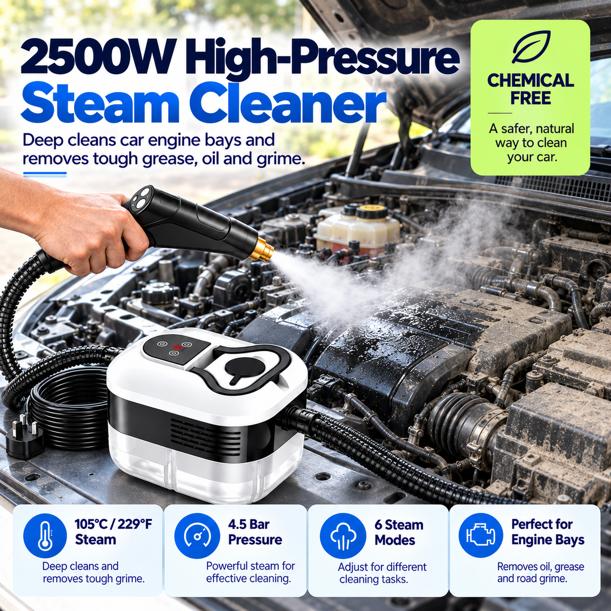 High-Pressure Car Steam Cleaner