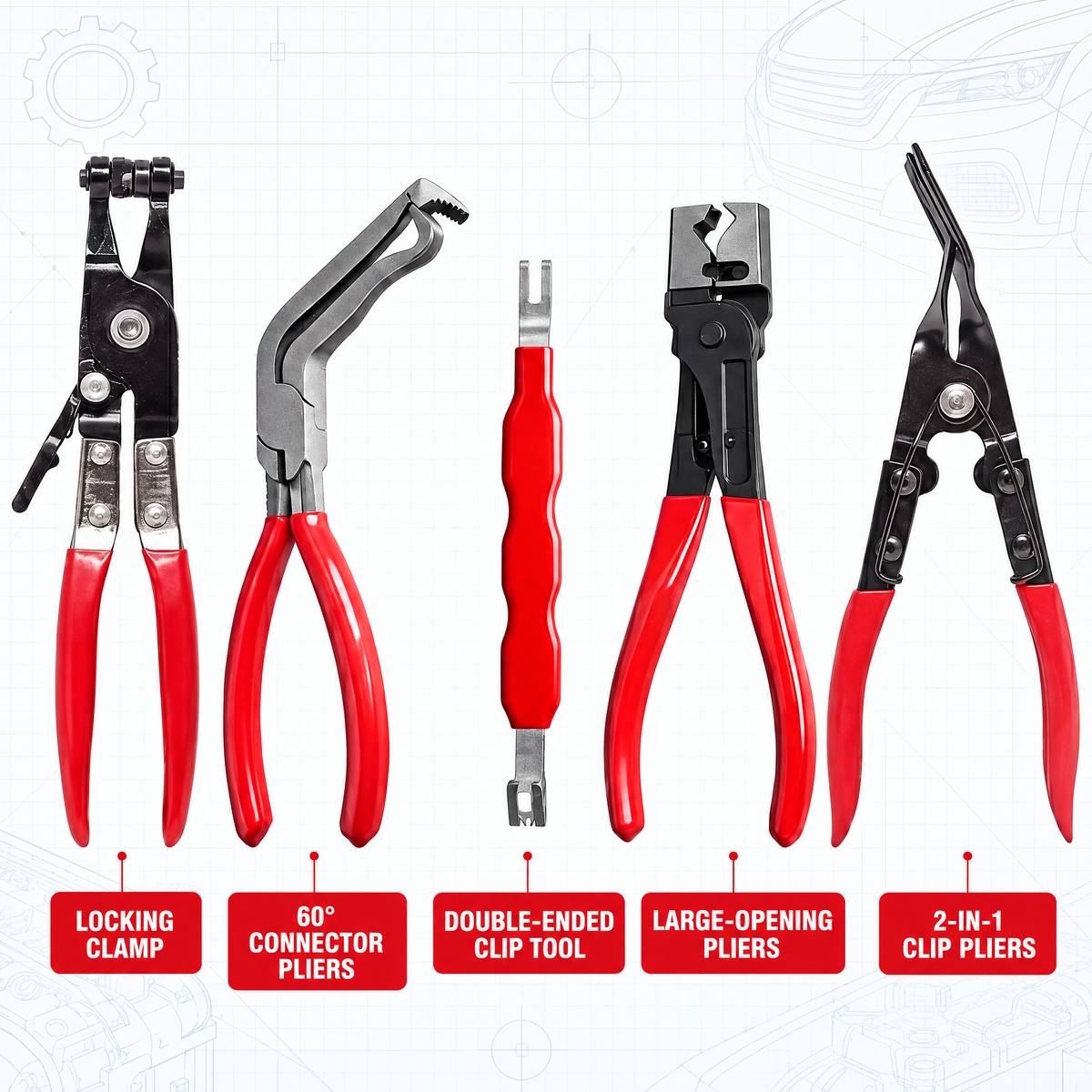 5-Piece Automotive Disconnect Pliers Set