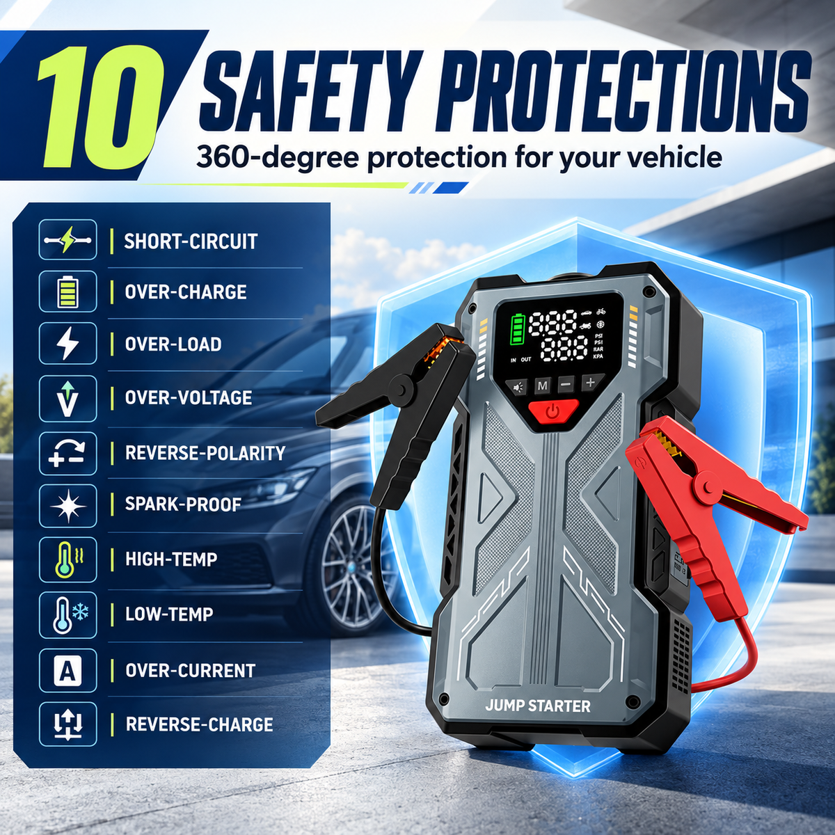 5-in-1 Jump Starter & Air Compressor
