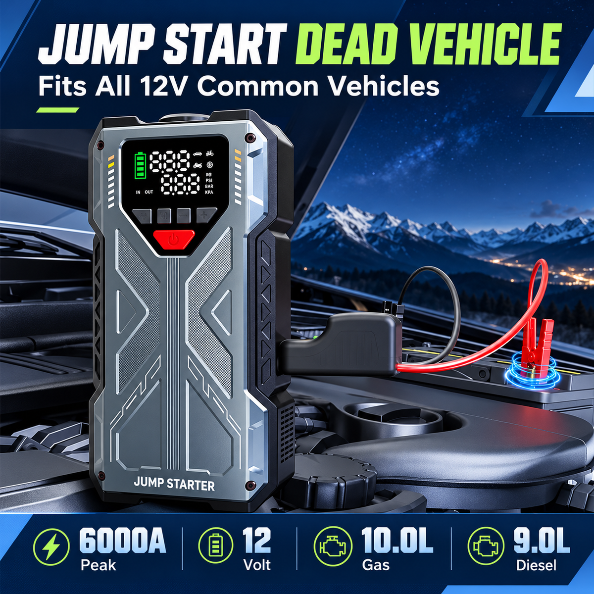 5-in-1 Jump Starter & Air Compressor